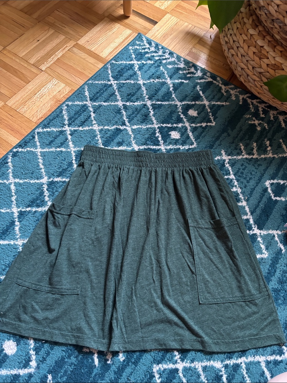 Vintage American Apparel Dark Green Elastic-Waist Pocket Skirt